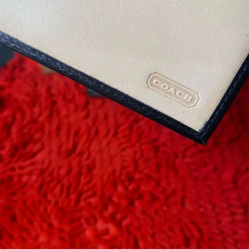 Vintage Coach Women's Black Jacquard Trifold Wallet Checkbook Holder
